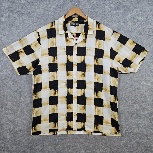 Stacy Adams Men's Checked Shirt Size XXL Short Sleeve Button Up Linen Blend SPOT - Picture 1 of 9